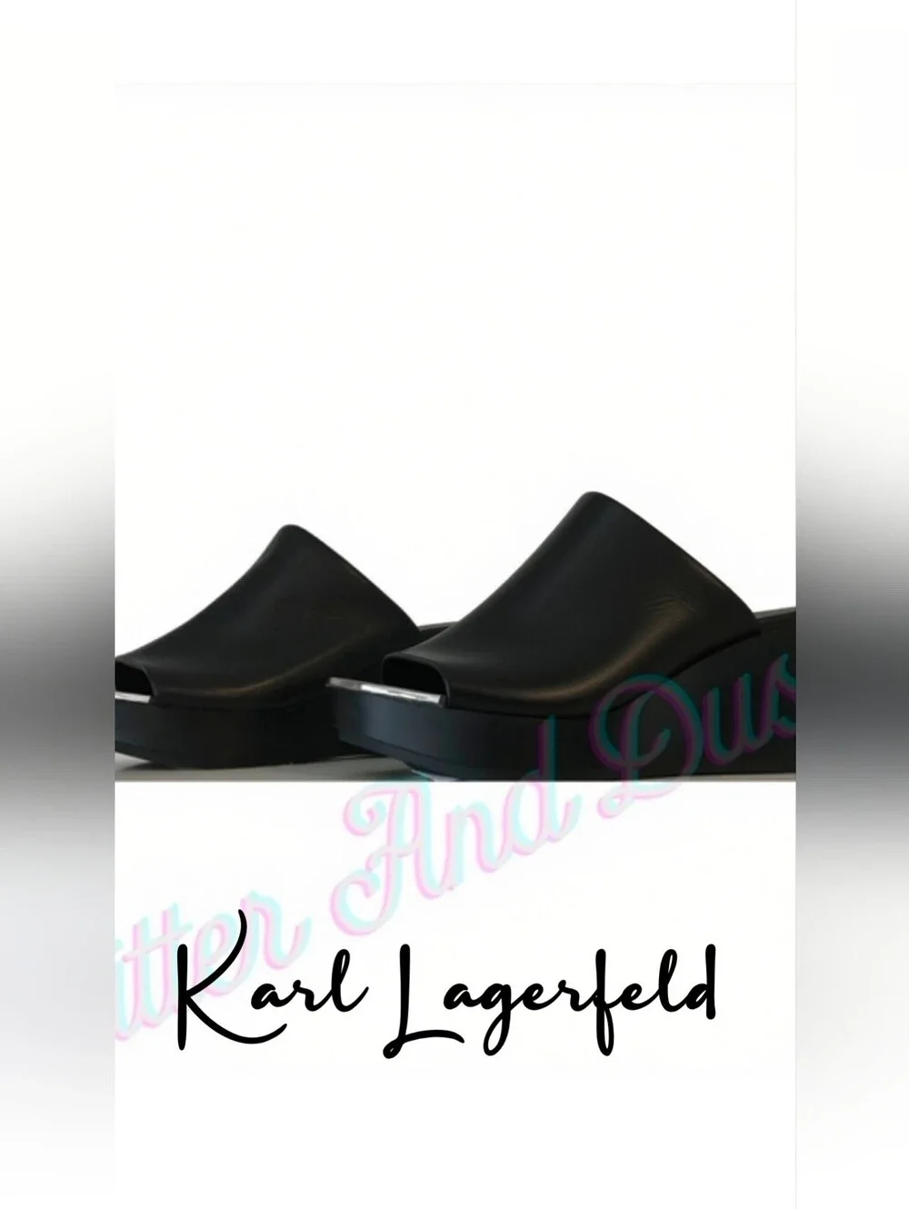 Karl Lagerfeld Lyric Mirror Leather Wedge Sandals